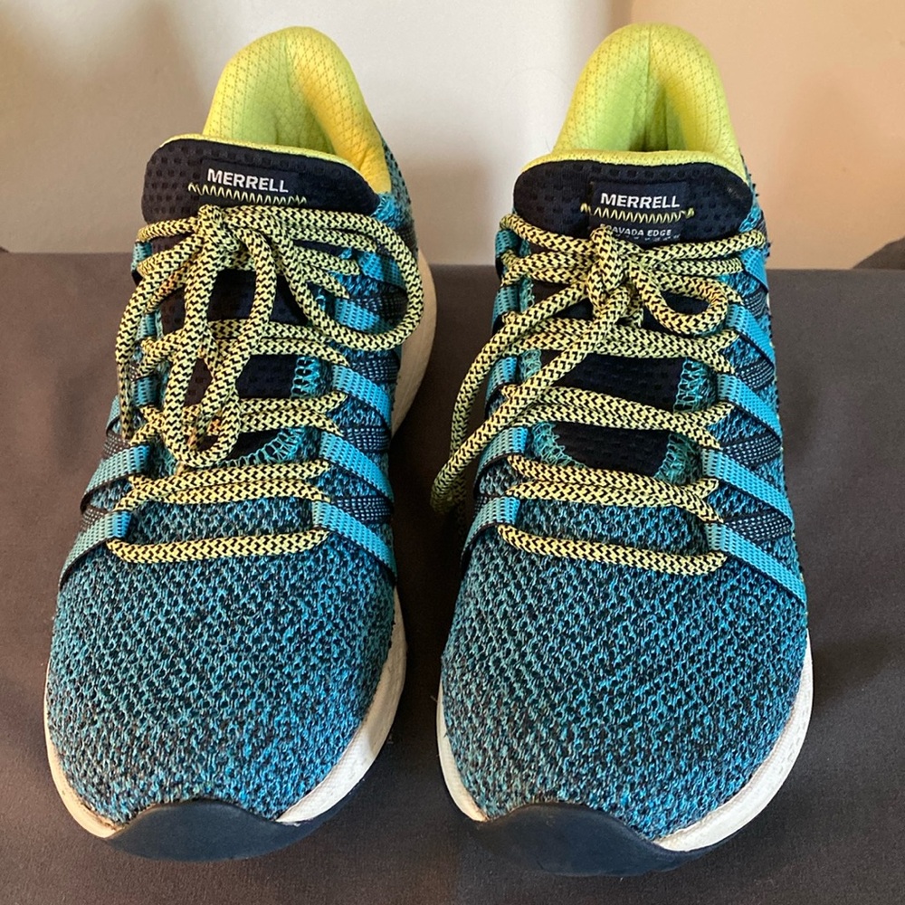 Merrill sneaker, green and blue size 7.5 worn twice.